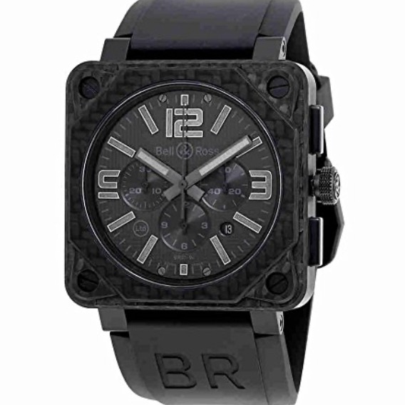 replica Bell & Ross Aviation Phantom Chronograph LE in Carbon Fiber on Black Rubber Strap with Carbon Fiber Dial BR0194 CA FIB - Click Image to Close
