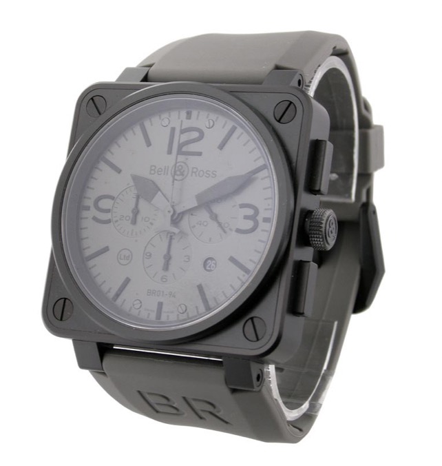replica Bell & Ross BR 01-94 Commando Chrono Carbon Finished SS - Rubber Strap with Grey Dial BR 01 94 Commando