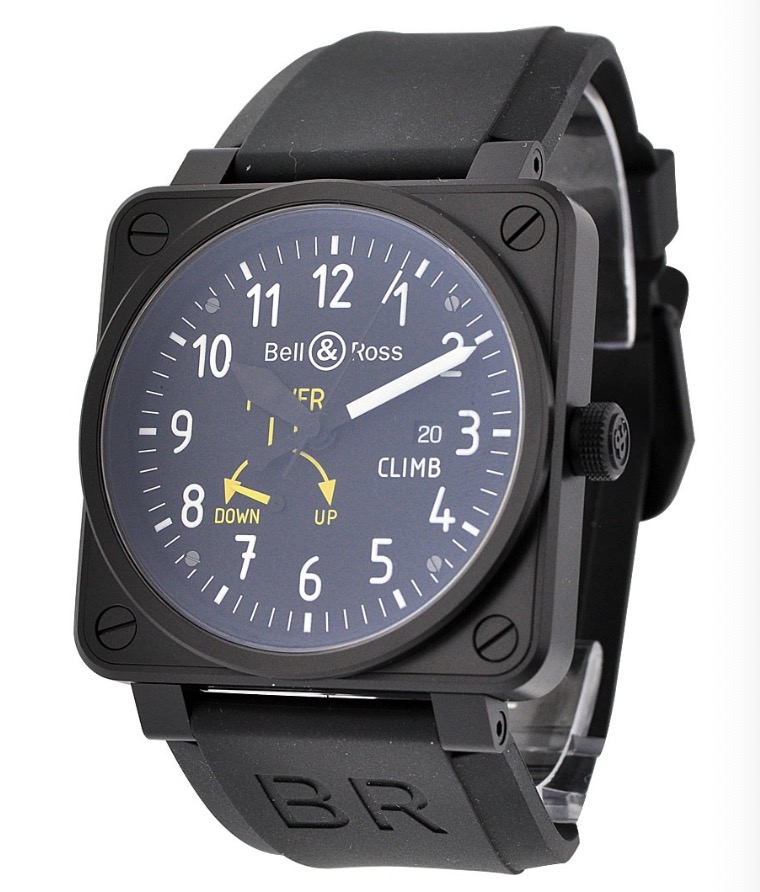 replica Bell & Ross Aviation BR 01-97 Power Reserve Climb in PVD Steel on Black Rubber Strap with Black Dial BR 01 97 Climb