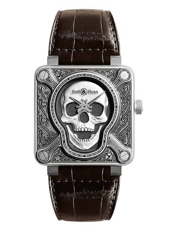 replica Bell & Ross BR01-92 Burning Skull in Steel - Limited to 500 pcs on Brown Leather Strap with Skull Dial BR0192 SKULL BURN - Click Image to Close