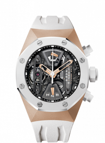 replica Audemars Piguet - 26223RO.OO.D010CA.01 Royal Oak Concept 26223 Tourbillon Chronograph Pink Gold / White Ceramic watch - Click Image to Close