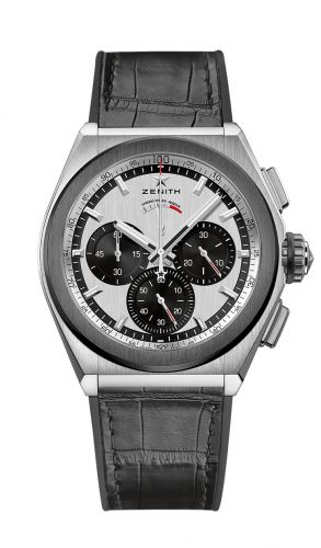 replica Zenith - 95.9005.9004/01.R582 Defy El Primero 21 Titanium / Ceramic / Silver Panda / Alligator watch - Click Image to Close