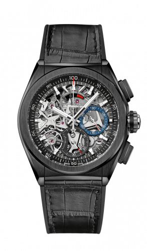 replica Zenith - 24.9000.9004/78.R582 Defy El Primero 21 Black Ceramic / Skeleton / Alligator watch - Click Image to Close