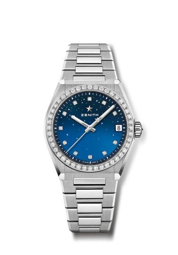 replica Zenith - 16.9200.670/01.MI001 Defy Midnight Stainless Steel / Diamond / Blue watch