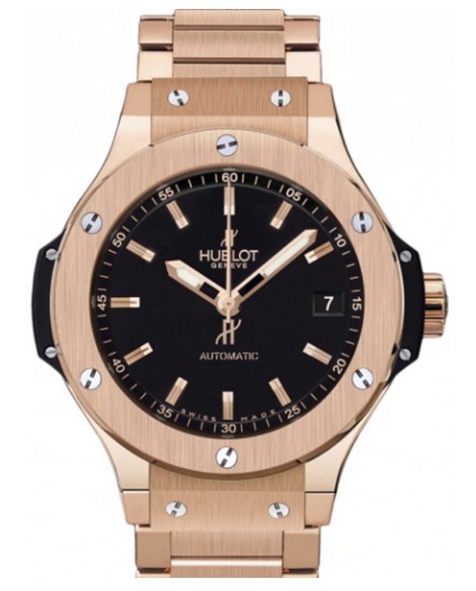 replica Hublot Big Bang Automatic 38mm in Rose Gold on Rose Gold Bracelet with Black Dial 365.px.1180.px