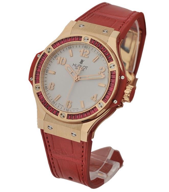 replica Hublot Big Bang Tutti Frutti in Rose Gold with Ruby Bezel on Red Strap with White Dial 361.PR.2010.LR.1913 - Click Image to Close