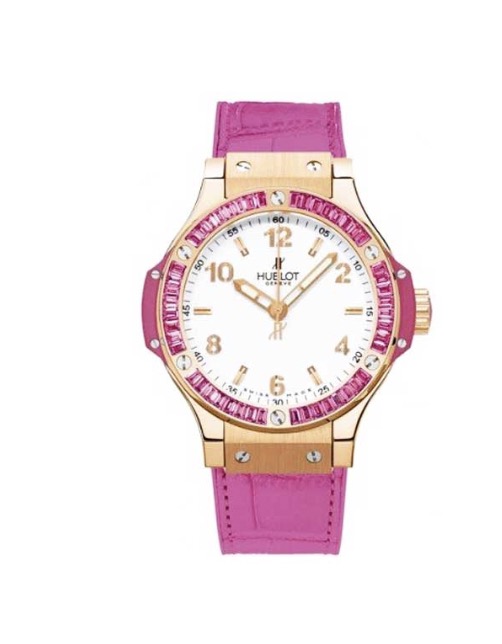 replica Hublot Big Bang 38mm Tutti Frutti Rose Gold-Pink Sapphires on Strap with White Dial 361.PP.2010.LR.1933