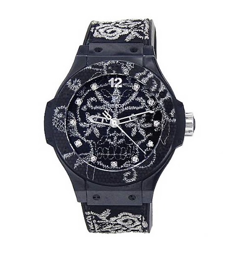 replica Hublot Big Bang Broderie 41mm Automatic in Black Ceramic On Black Rubber Strap with Black Carbon Fiber Dial 343.CS.6570.NR.BSK16 - Click Image to Close
