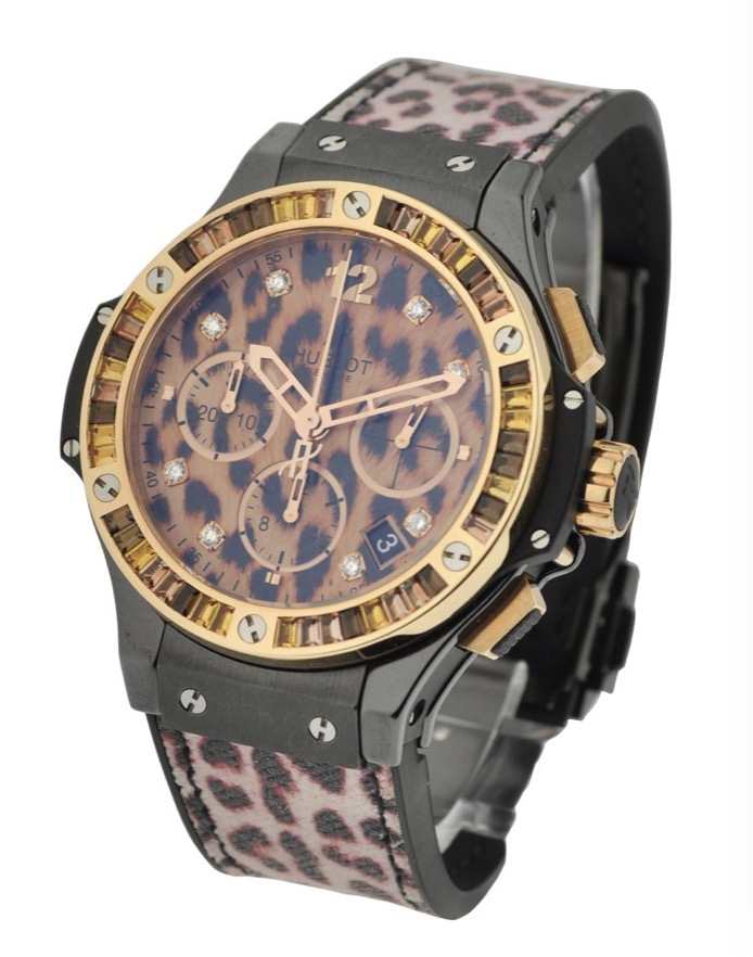 replica Hublot Big Bang Snow Leopard - 48 Bageutte Bezel Black Ceramic Case with Rose Gold Bezel and Pushers 341.CP.7910.NR - Click Image to Close