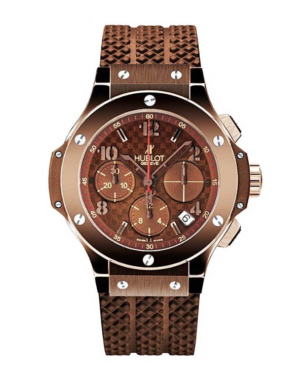 replica Hublot 41mm Big Bang Chocolate in PVD Steel on Brown Rubber Strap with Brown Dial - Limited Edition 341.SL.1008.RX