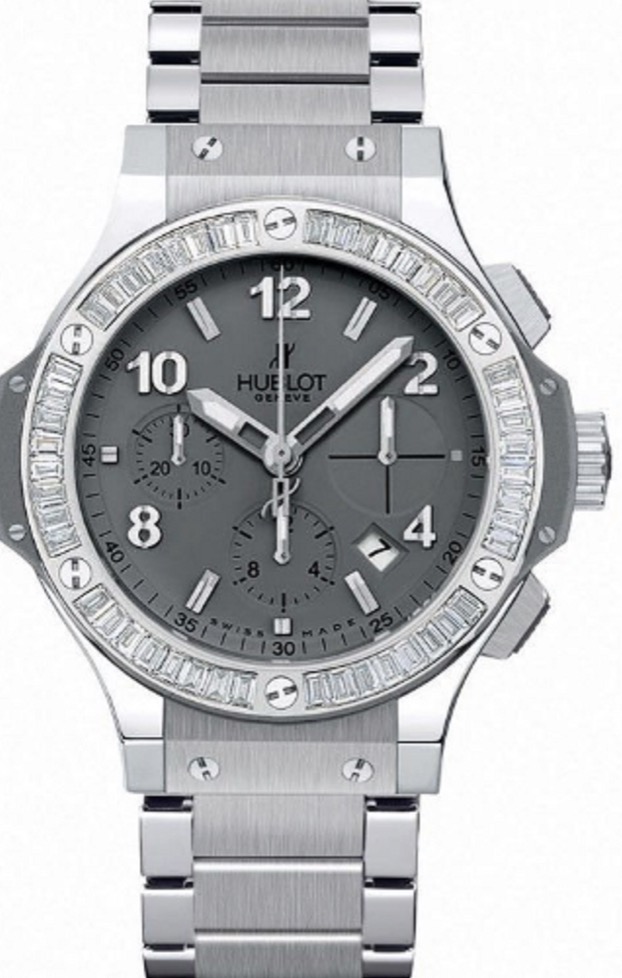 replica Hublot Big Bang Earl Grey 41mm in Steel with Baguette Diamond Bezel on Steel Bracelet with Grey Dial 342.ST.5010.ST.1904 - Click Image to Close
