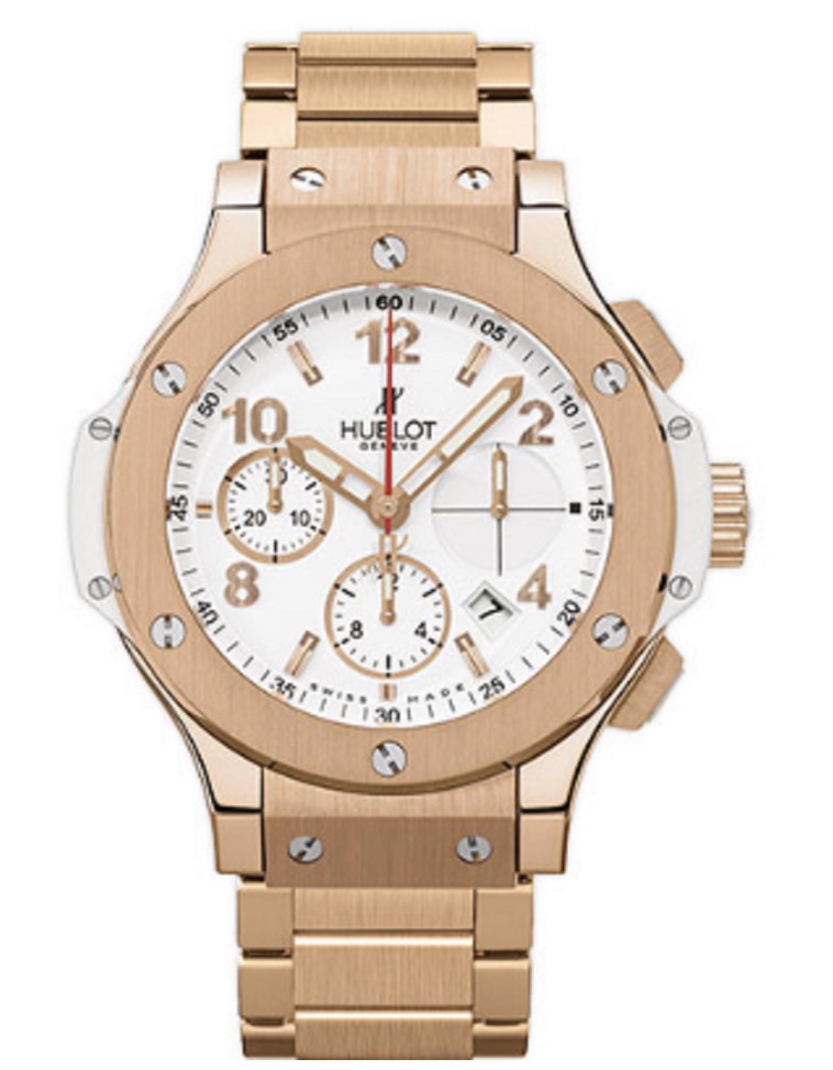 replica Hublot Big Bang 41mm in Rose Gold on Rose Gold Bracelet with White Dial 341.PE.2010.PE