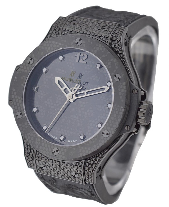 replica Hublot Big Bang Broderie in PVD Steel with Diamond Case On Black Fabric Strap with Black Diamond Dial - Limited to 200pcs 343.SV.6510.NR.0800