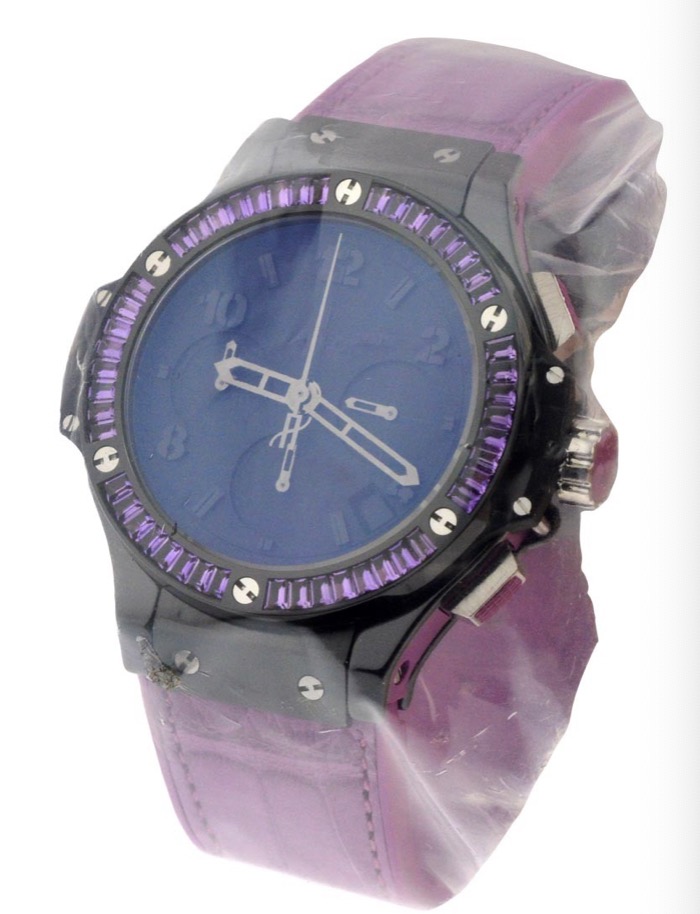 replica Hublot Big Bang with Purple Baguette Sapphire Bezel Ceramic Case with Matt Black Dial 341.CV.1110.LR.1905 - Click Image to Close