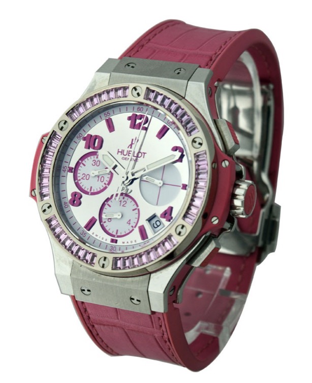 replica Hublot Tutti Frutti Big Bang 41mm with Pink Sapphire Bezel Steel on Strap with Mirrored Dial 341.SP.0729.LR.1933