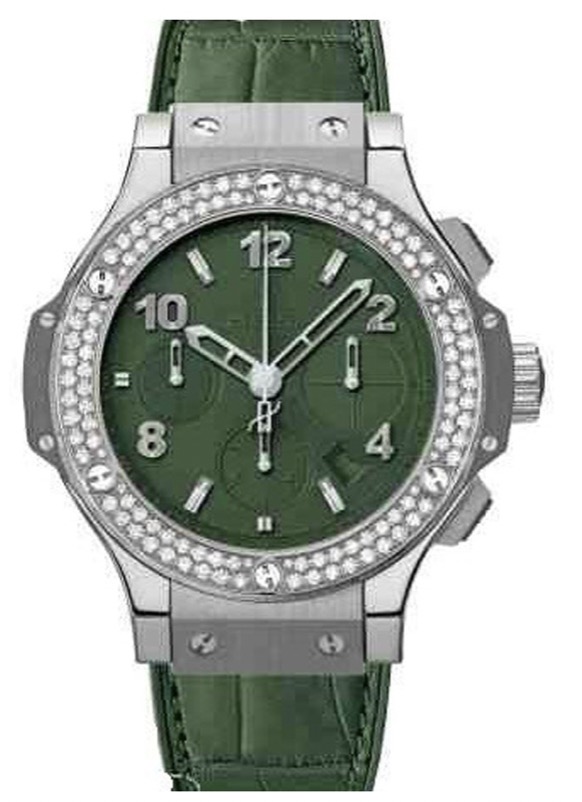 replica Hublot 41mm Tutti Frutti Big Bang with Dark Green Dial and Diamond Bezel Steel on Strap with Green Dial 341.SV.5290.LR.1104