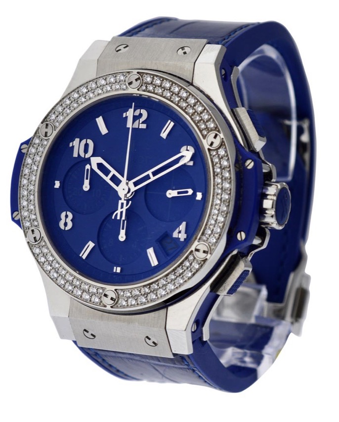 replica Hublot Big Bang 41mm - Tutti Frutti - Dark Blue Carat Steel with Diamond Bezel on Strap with Blue Dial 341.SL.5190.LR.1104