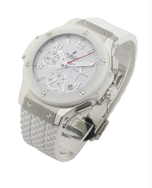 replica Hublot 41mm Big Bang - ASPEN in Steel On White Rubber Strap with White Dial 342.SE.230.RW - Click Image to Close