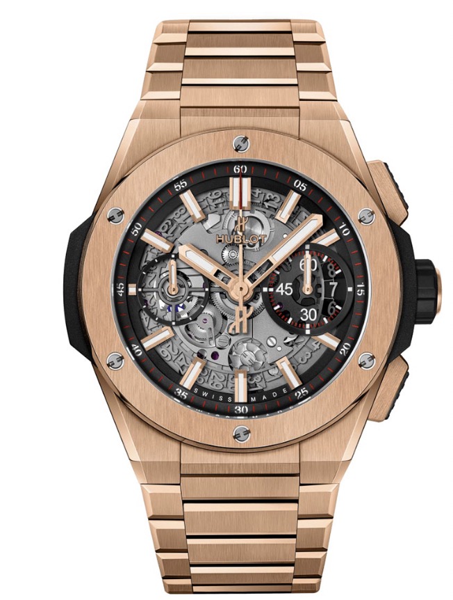 replica Hublot Big Bang 42mm in Rose Gold on Rose Gold Bracelet with Skeleton Dial 451.OX.1180.RX - Click Image to Close