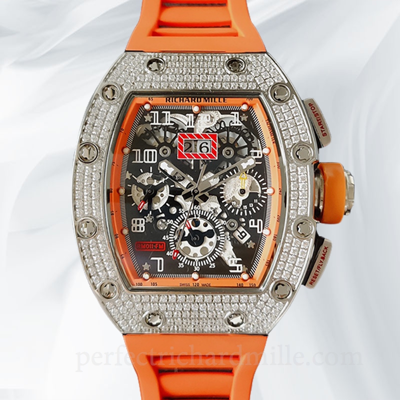 replica Richard Mille RM011 Men Mechanical Transparent Dial Watch Rubber Band watch