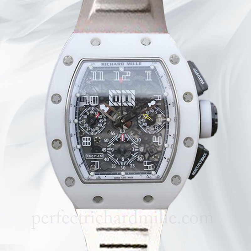 replica Richard Mille RM011 Men Automatic Rubber Band Watch Transparent Dial watch