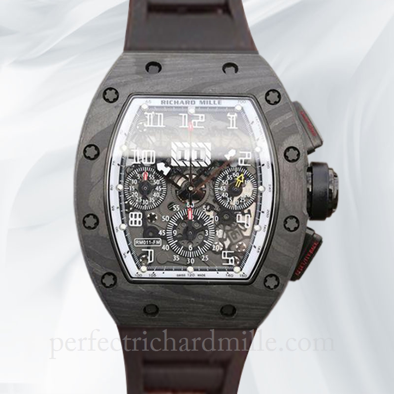 replica Richard Mille RM 011 Men’s Transparent Dial Rubber Band Automatic Black watch