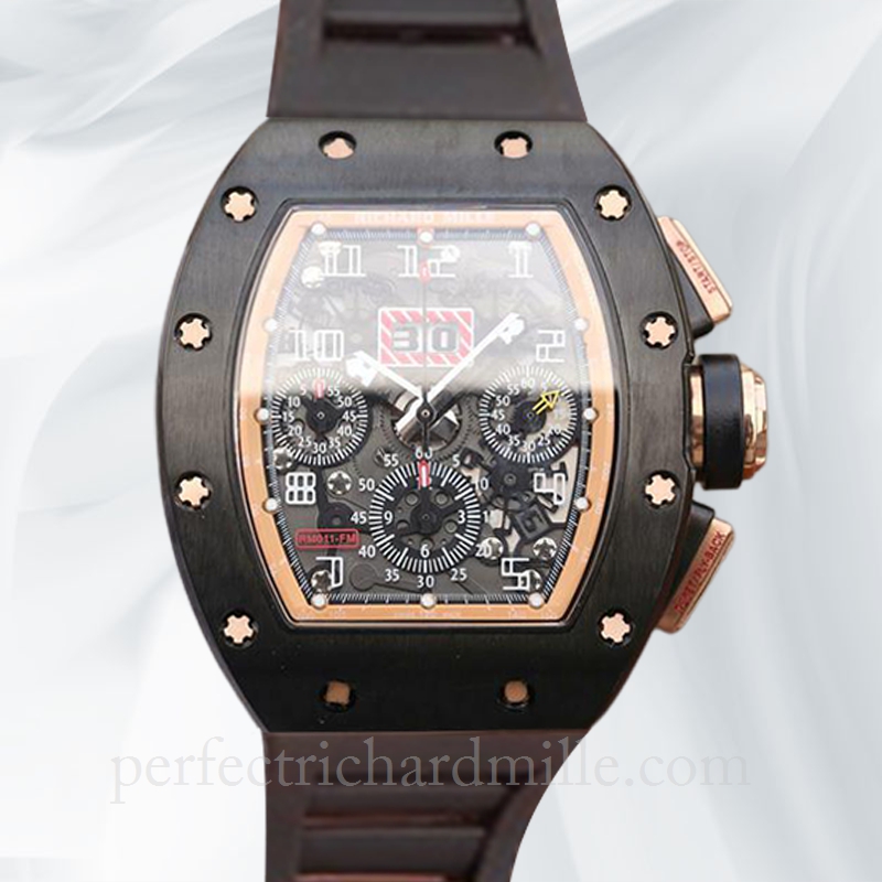 replica Richard Mille RM011 Men Automatic Stainless Steel Rubber Band watch