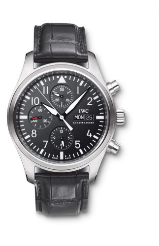 replica IWC - IW3717-01 Pilot's Watch Chronograph Stainless Steel / Black / Strap watch