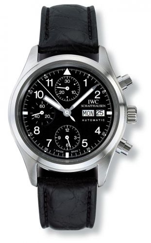 replica IWC - IW3706-01 Pilot's Watch Chronograph Stainless Steel / Black / German / Strap watch