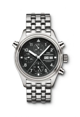 replica IWC - IW3713-19 Pilot's Watch Doppelchronograph Stainless Steel / Black / English / Bracelet watch