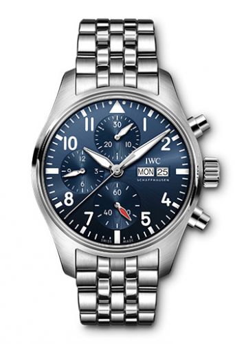 replica IWC - IW3881-02 Pilot's Watch Chronograph 41 Stainless Steel / Blue / Bracelet watch - Click Image to Close