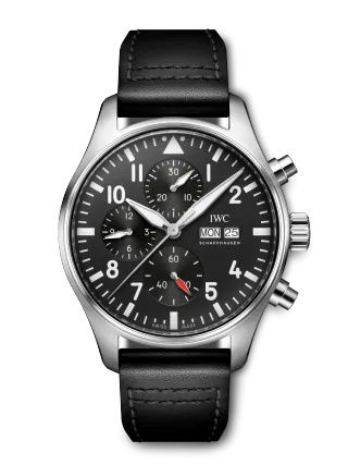 replica IWC - IW3780-01 Pilot's Watch Chronograph Stainless Steel / Black watch - Click Image to Close