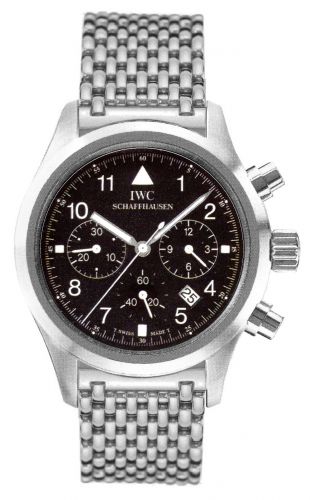 replica IWC - IW3741-02 Pilot's Watch Chronograph Mecaquartz Stainless Steel / Black / Bracelet watch - Click Image to Close