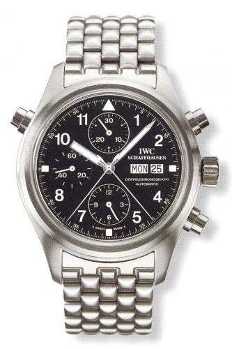 replica IWC - IW3711-17 Pilot's Watch Doppelchronograph Stainless Steel / Black / German / Bracelet watch - Click Image to Close