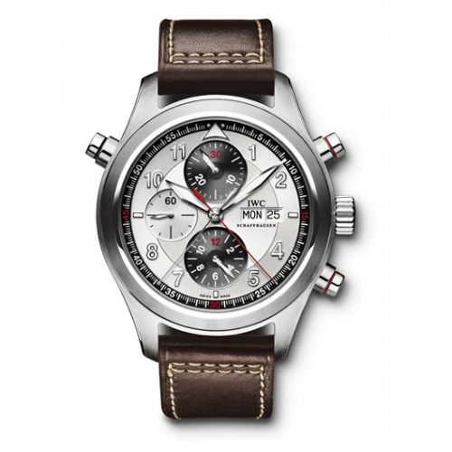 replica IWC - IW3718-06 Pilot's Watch Spitfire Double Chronograph Stainless Steel / Panda / Strap watch