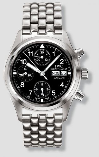 replica IWC - IW3706-05 Pilot's Watch Chronograph Stainless Steel / Black / German / Bracelet watch