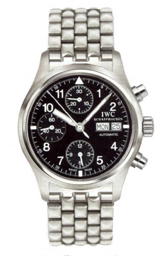 replica IWC - IW3706-06 Pilot's Watch Chronograph Stainless Steel / Black / Italian / Bracelet watch - Click Image to Close