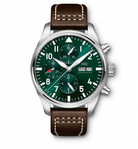 replica IWC - IW3777-26 Pilot's Watch Chronograph Stainless Steel / Racing Green / Calf watch