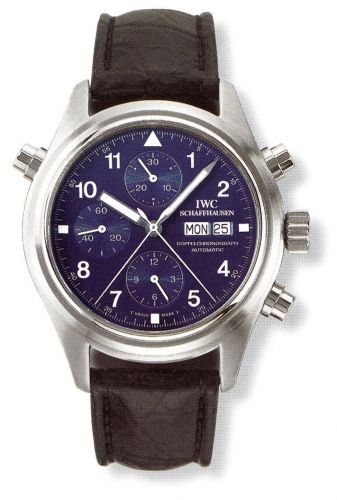 replica IWC - IW3713-23 Pilot's Watch Doppelchronograph Platinum / Blue / English watch