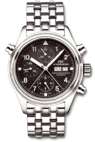replica IWC - IW3713-20 Pilot's Watch Doppelchronograph Stainless Steel / Black / French / Bracelet watch - Click Image to Close