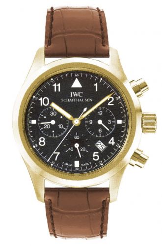 replica IWC - IW3741-03 Pilot's Watch Chronograph Mecaquartz Yellow Gold / Black / Strap watch - Click Image to Close