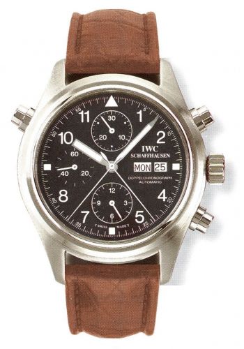 replica IWC - IW3711-08 Pilot's Watch Doppelchronograph Stainless Steel / Black / French / Strap watch