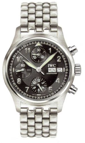replica IWC - IW3706-17 Pilot's Watch Spitfire Chronograph Stainless Steel / Black / Italian / Bracelet watch