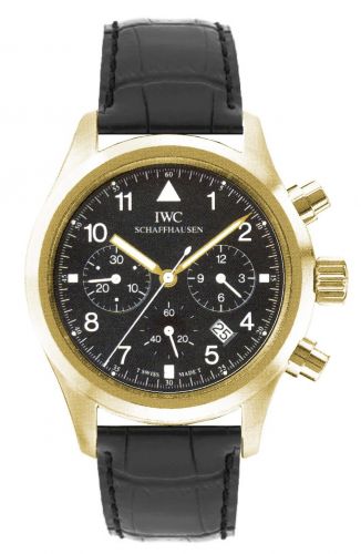 replica IWC - IW3741-04 Pilot's Watch Chronograph Mecaquartz Yellow Gold / Black / Strap watch