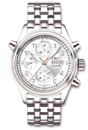 replica IWC - IW3713-47 Pilot's Watch Spitfire Double Chronograph Stainless Steel / Silver / Italian / Bracelet watch