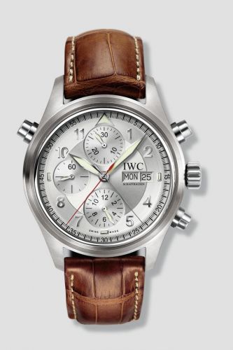 replica IWC - IW3713-41 Pilot's Watch Spitfire Double Chronograph Stainless Steel / Silver / German / Strap watch