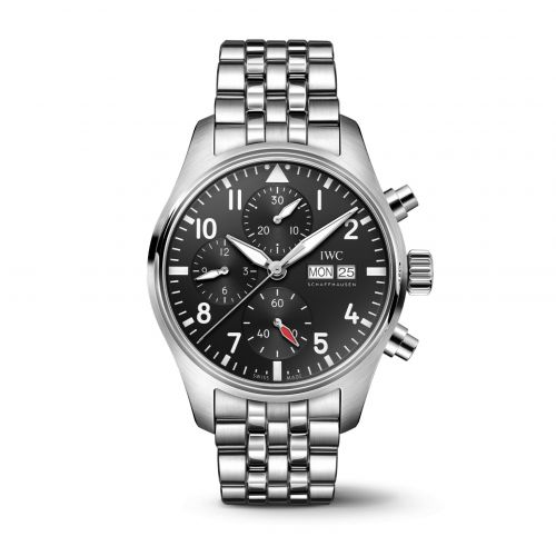 replica IWC - IW3881-13 Pilot's Watch Chronograph 41 Stainless Steel / Black / Bracelet watch
