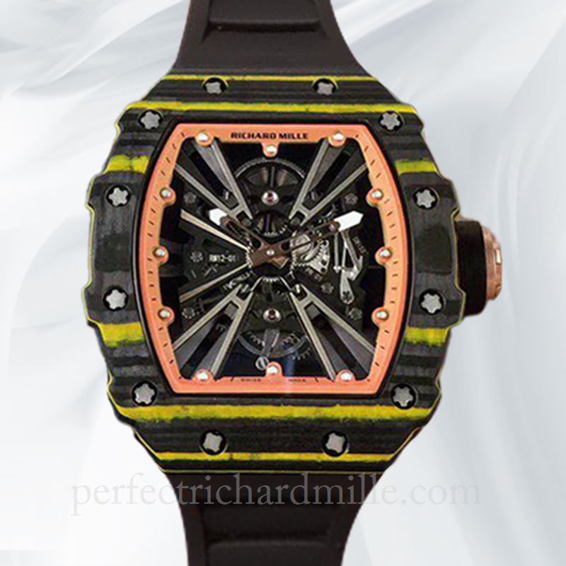 replica Richard Mille RM12-01 Men Mechanical Rubber Band Carbon Fiber Black Dial watch
