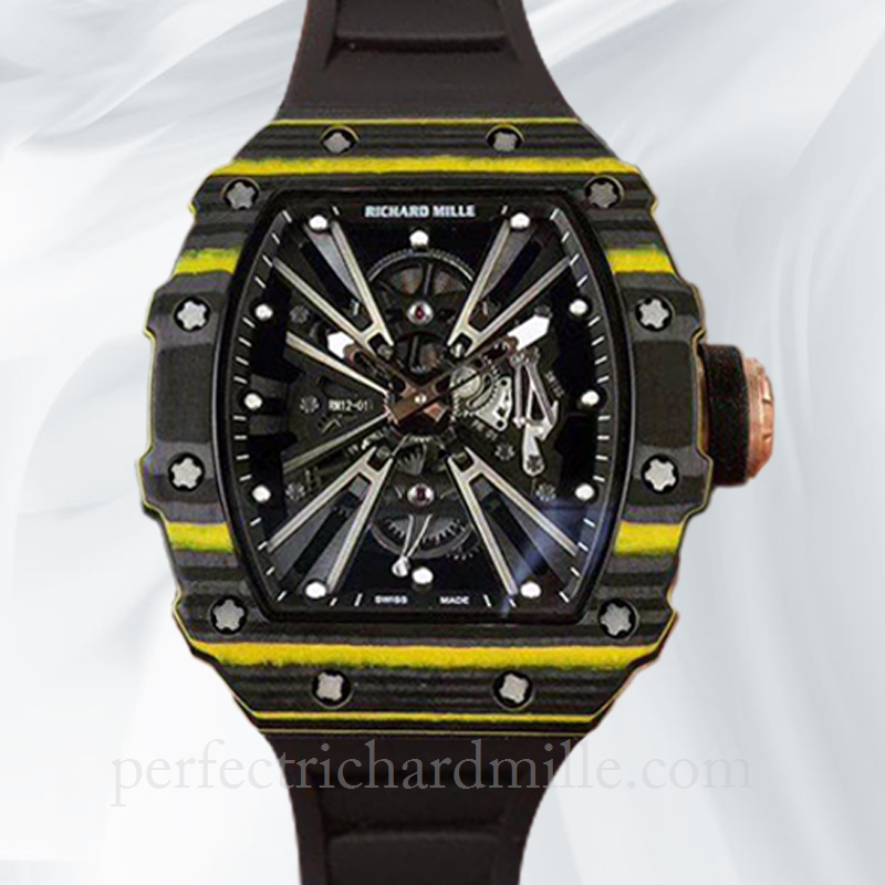 replica Richard Mille RM12-01 Men Mechanical Carbon Fiber Watch Rubber Band watch - Click Image to Close