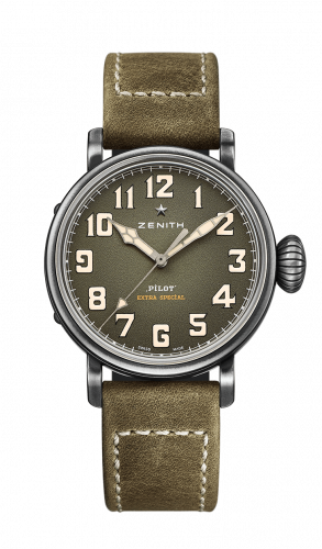 replica Zenith - 11.1943.679/63.C800 Pilot Type 20 Special Edition Aged Stainless Steel / Green watch